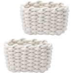 Panier de rangement - petit panier tressé - lot de 2 - coton doux - blanc - pour bébé Panier de rangement - petit panier tressé - lot de 2 - coton doux - blanc - pour bébé