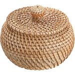 Panier de rangement en rotin panier avec couvercle bo�te d�corative organisateur pour �tag�re maison ...
