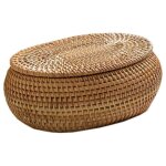 Paniers de rangement en rotin avec couvercle panier en rotin panier rond tiss� � la main bo�te d�corative ...