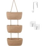 Panier rangement suspendu avec crochet porte organisateur 3 niveaux en coton tiss� etagere rangement ...