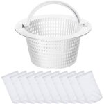 Panier de skimmer - standard - blanc - 10 chaussettes filtrantes - résine plastique durable Panier de skimmer - standard - blanc - 10 chaussettes filtrantes - résine plastique durable