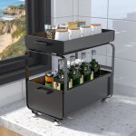 Panier tiroir pour meuble de cuisine - qifashma - noir - mtal - contemporain - design