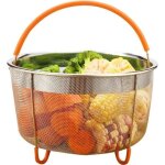 Panier vapeur - acier inoxydable - 6l - poigne en silicone - compatible lave - vaisselle - 21 cm