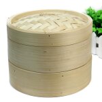 Panier vapeur bambou - vaisselle cologique - permet de cuire deux aliments en mme temps