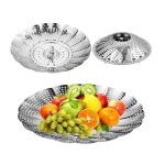 Panier � vapeur - inoxydable - 2 pcs - pliable - 23cm et 27cm - antirouille