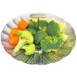 Panier vapeur l�gumes inox pliable - 1 pi�ce 18 - 28cm manche t�lescopique - convient pour cuisson vapeur ...