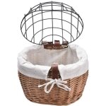 Panier de v�lo panier de v�lo de guidon avant en osier avec filet de protection pour petit animal chat ...