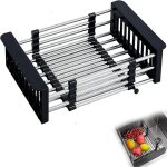 Panier vidange d�vier cuisine extensible lavabo r�glable acier pour �goutter l�gumes fruits et vaisselle. ...