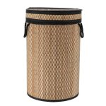 Paniere a linge pliable bambou et coton avec couvercle integre - naturel noir - tendance