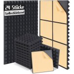 Panneaux acoustiques autocollants en mousse - holisane - lot de 24 - pyramide - 30x30x5 cm - nrc 09