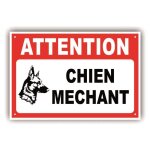 Panneau attention chien mechant - 300 x 200 mm en pvc + 4 trous pour fixation - pp8