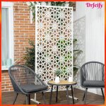 Panneau brise vue d�coratif ext�rieur - akozon - motif �toile / rosace - blanc - m�tal �poxy - 92x45x198 ...