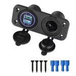 Panneau chargeur double prise usb et prise allume cigare 12v eclaire pour tableau de bord de voiture ...