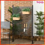 Panneau cl�ture de jardin - akozon - modulaire - brise - vue m�tal - marron - 93x22x150 cm