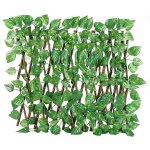 Panneaux de couverture bois cl�ture de simulation r�glable feuilles vertes artificielles cl�ture filet ...