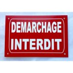 Panneau demarchage interdit format 200 x 300 mm signal�tique