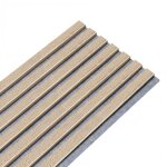 Panneau mural � tasseaux bois ? decoon ? 250 x 30 x 19 cm ? d�cor ch�ne ? feutrine grise acoustique ? ...