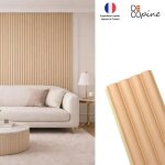 Panneau mural d�coratif - decopine - bois clair - lames demi - cyl. - composite bambou - 140 cm (lot ...