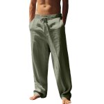 Pantalon hommemode pantalon lin homme �t� l�ger avec poches ceinture �lastique et cordon de serrage casual ...