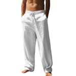 Pantalon hommepantalon lin homme �t� l�ger mode avec poches ceinture �lastique et cordon de serrage - ...