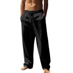 Pantalon hommepantalon lin homme �t� l�ger pour homme avec poches ceinture �lastique et cordon de serrage ...