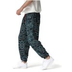 Pantalon jogging homme large coton bleu imprim� ethnique vintage 70s taille �lastique 27 - 32