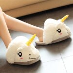 Pantoufles en peluche licorne unicorne bélier blanc pour femme fille - pointure unique 35 - 40 Pantoufles en peluche licorne unicorne bélier blanc pour femme fille - pointure unique 35 - 40