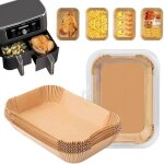 Papier cuisson air fryer 100 pices rectangle 22x14cm papier sulfuris air fryer jetable antiadhsive ...