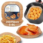 Papier cuisson pour friteuse sans huile 5 - 8 l - 200 feuilles xxl carr� 20x20 cm - accessoire airfryer ...