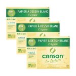 3 pochettes de papier canson - papier  dessin - 24x32 cm - blanc - 180g - 12 feuilles