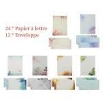 Papier à lettre - vintage - 24 feuilles et 12 enveloppes - multicolore - idéal pour lettres damour Papier à lettre - vintage - 24 feuilles et 12 enveloppes - multicolore - idéal pour lettres damour