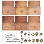 Papier � lettre vintage - marque - a5 - 48 feuilles - 24 enveloppes - corde de chanvre