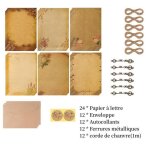 Papier à lettre - vintage - kraft - 6 ensembles - enveloppes incluses - décorations rétro Papier à lettre - vintage - kraft - 6 ensembles - enveloppes incluses - décorations rétro