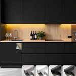 Papier peint adhesif mural decoratif noir mat papier adhesif pour meuble cuisine 40x550 cm film auto ...