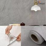 Papier peint auto - adh�sif effet travertin gris clair ? rev�tement mural texture pierre relief ? imperm�able ...