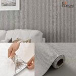 Papier peint auto - adh�sif effet travertin gris clair ? rev�tement mural texture pierre relief vertical ...