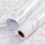 Papier peint autocollant effet marbre - pzcc - 60x500 cm - gris - blanc - imperm�able - pour cuisine ...