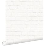 Papier peint brique blanc cass� - 53 cm x 1005 m - 138532 - estahome - imitation pierre et brique - chambre ...