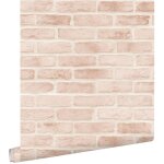 Papier peint brique rose p�che clair - estahome - imitation pierre et brique - intiss� - 053 x 1005 m ...
