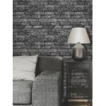 Papier peint - fine d�cor - effet brique noir gris - intiss� - mat