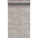 Papier peint imitation pierre gris clair - origin wallcoverings - intiss� - chambre - 53 cm x 1005 m