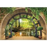 Papier peint intiss� 3d for�t ensoleill�e 368x254 cm fen�tre voir paysage nature salon photo non tiss� ...