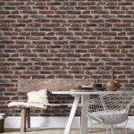 Papier peint intiss� imitant industry rouge 10 m x 52 cm briques easy