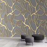 Papier peint intiss tapisserie murales 3d photo papier peint pour murs stroscopique arbre dor feuilles ...