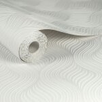 Papier peint lignes sinueuses 1000 x 53cm blanc