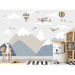 Papier peint mural - montagnes et avions papier peint photo pour chambre denfant dcoration murale 350x256cm ...
