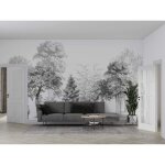 Papier peint panoramique - fangyuan - jungle noir et blanc - soie - 350x256cm - poster geant mural