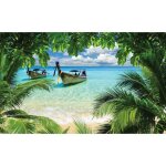 Papier peint photo intissé - (225v8t) - plage de palmiers - 368x254cm - 4 lés - mural poster géant xxl ... Papier peint photo intissé - (225v8t) - plage de palmiers - 368x254cm - 4 lés - mural poster géant xxl ...