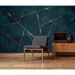 Papier peint photo lignes vert fonc et or 300x210 cm intiss poster tableaux moderne dcoration murale ...