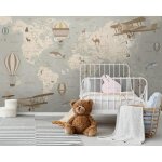 Papier peint soie chambre enfant 200�140cm 3d effet g�ographie cartes carte du monde carte de la terre ...